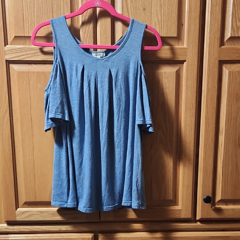 Max Studio Blue Cold Shoulder Blouse